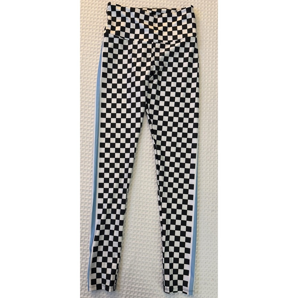GOLDSHEEP Checkerboard Cards Poker Women's High Waisted Stretch Leggings Sz M